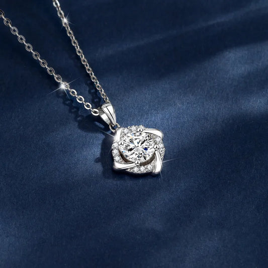 925 Sterling Silber Halsketten echtes Moissanite für Frauen