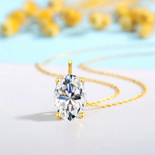 Echter 14K Gold Anhänger mit Ovalen Moissanite, GRA-zertifiziert