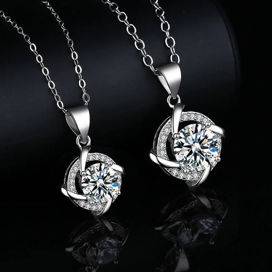 925 Sterling Silber Halsketten echtes Moissanite für Frauen